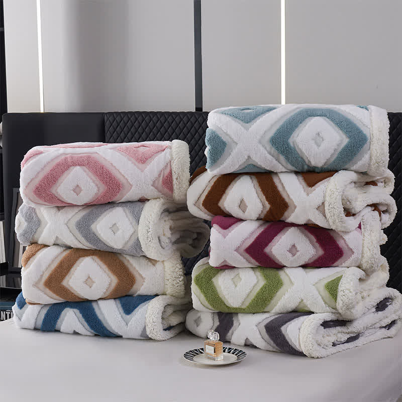 Jacquard-Sherpadecke mit geometrischem Muster - image 2