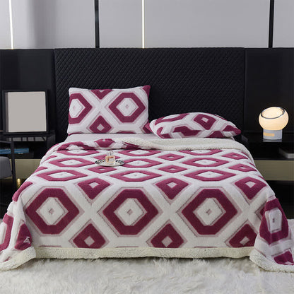 Jacquard-Sherpadecke mit geometrischem Muster - Lila - 200cm x 230cm - image 12