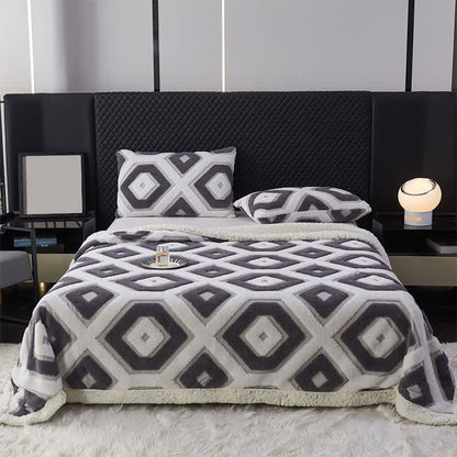 Jacquard-Sherpadecke mit geometrischem Muster - Dunkelgrau - 200cm x 230cm - image 14