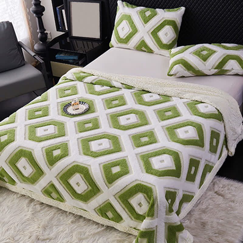 Jacquard-Sherpadecke mit geometrischem Muster - image 3