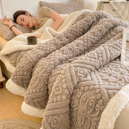 Plüschige, warme Sherpa-Fleecedecke mit Blumenmuster - Hellgrau - 200cm x 230cm - image 9