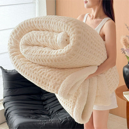 Strukturierte Sherpa-Überwurfdecke mit Waffelmuster - Weiß - 200cm x 230cm - image 11