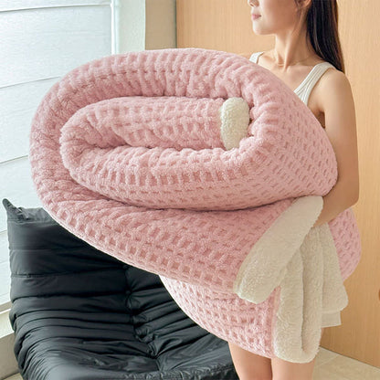 Strukturierte Sherpa-Überwurfdecke mit Waffelmuster - Hellrosa - 200cm x 230cm - image 13