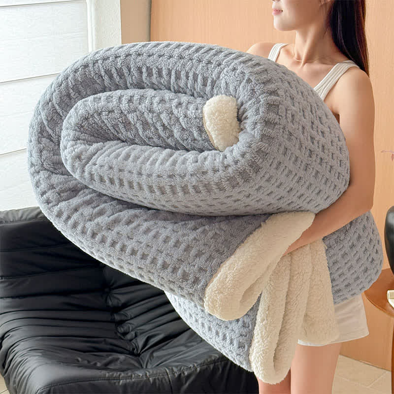 Strukturierte Sherpa-Überwurfdecke mit Waffelmuster - Hellgrau - 200cm x 230cm - image 19