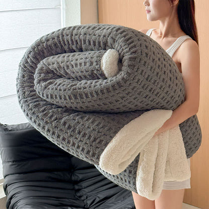 Strukturierte Sherpa-Überwurfdecke mit Waffelmuster - Dunkelgrau - 200cm x 230cm - image 15