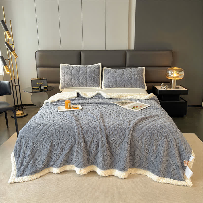 Luxuriöse Bettdecke mit Blumenmuster - Blaugrau - 200cm x 230cm - image 14