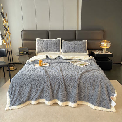 Luxuriöse Bettdecke mit Blumenmuster - Blaugrau - 200cm x 230cm - image 14