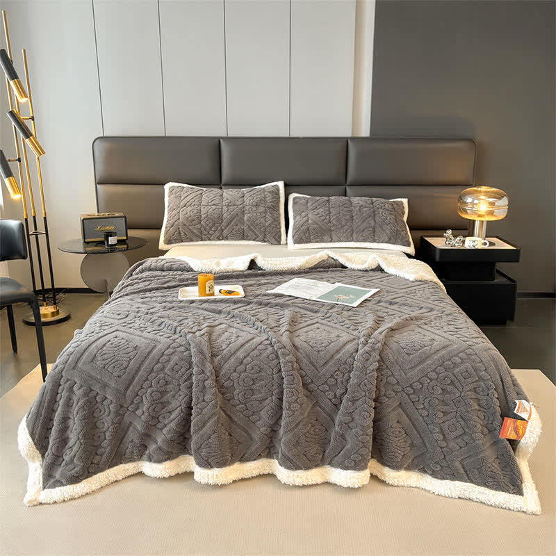 Luxuriöse Bettdecke mit Blumenmuster - Dunkelgrau - 200cm x 230cm - image 17