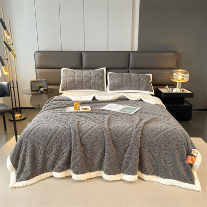 Luxuriöse Bettdecke mit Blumenmuster - Dunkelgrau - 200cm x 230cm - image 17