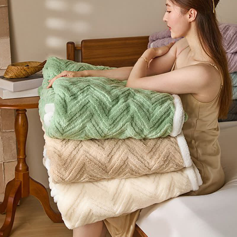 Moderne warme Jacquarddecke mit Chevron-Muster - image 2
