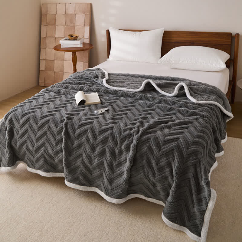 Moderne warme Jacquarddecke mit Chevron-Muster - image 13