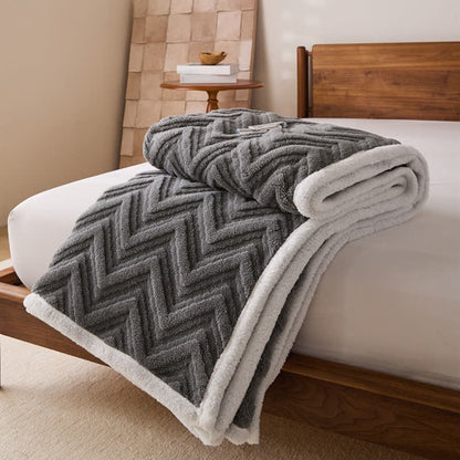 Moderne warme Jacquarddecke mit Chevron-Muster - image 15