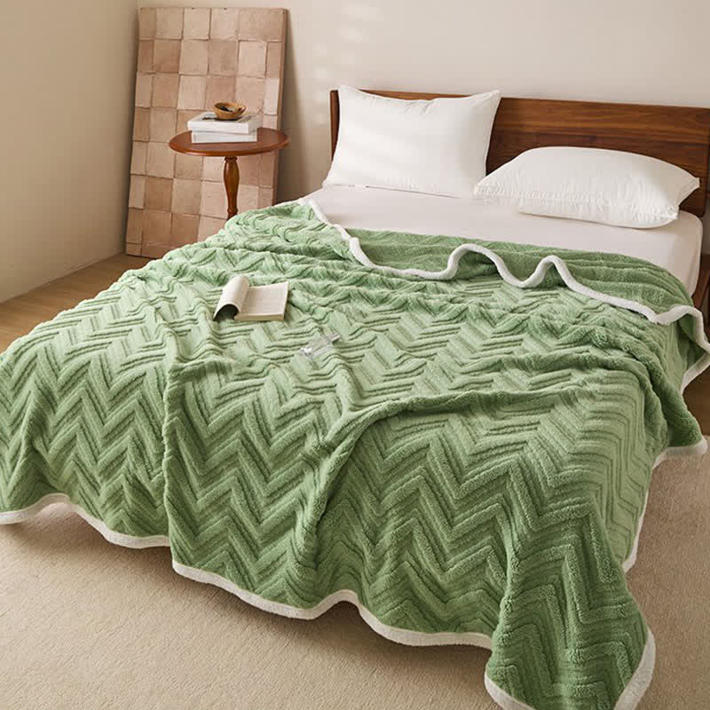 Moderne warme Jacquarddecke mit Chevron-Muster - image 3