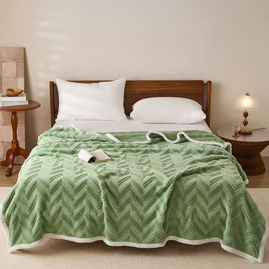 Moderne warme Jacquarddecke mit Chevron-Muster - image 1