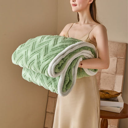 Moderne warme Jacquarddecke mit Chevron-Muster - Grün - 200cm x 230cm - image 8