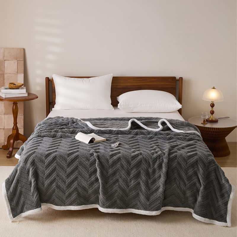 Moderne warme Jacquarddecke mit Chevron-Muster - image 12