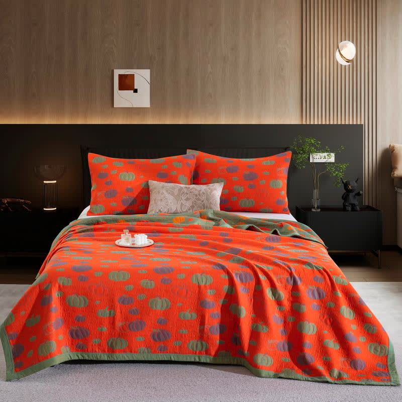 Tagesdecke aus Bio-Baumwolle „Kürbis“ - Orange - 2 Kissenbezüge - 51cm x 91cm - image 10