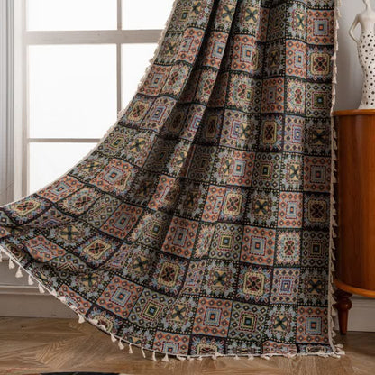 Geometrischer quadratischer Jacquard-Vorhang im Retro-Stil - Stangentasche - Schwarz - 150cm x 260cm - image 8