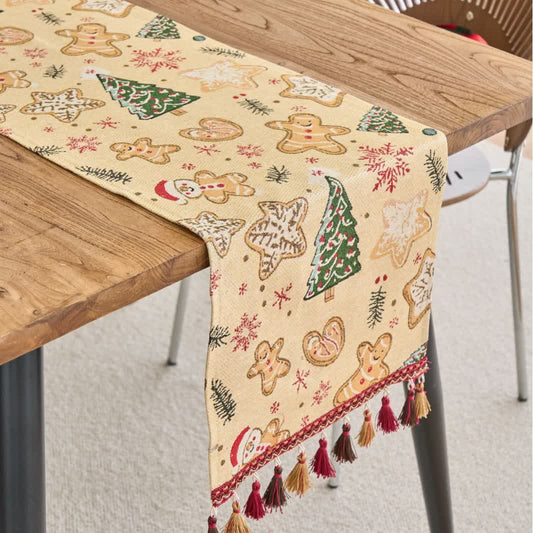 Jacquard-Tischläufer mit weihnachtlichem Lebkuchenmann - 33cm x 275cm - image 0