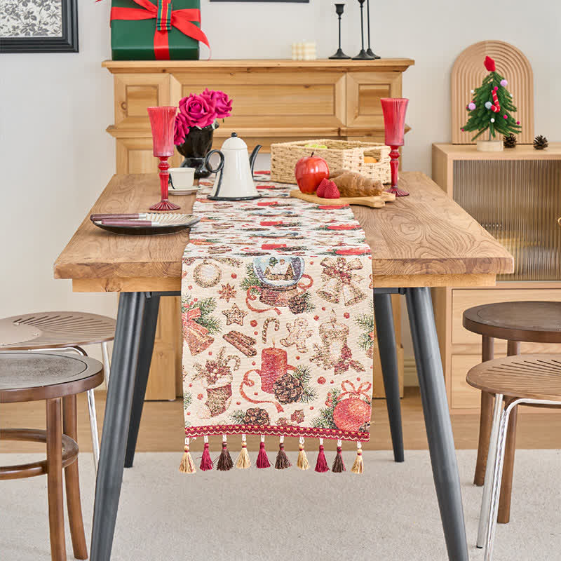 Jacquard-Tischläufer mit weihnachtlichem Kristallkugel-Motiv - image 1