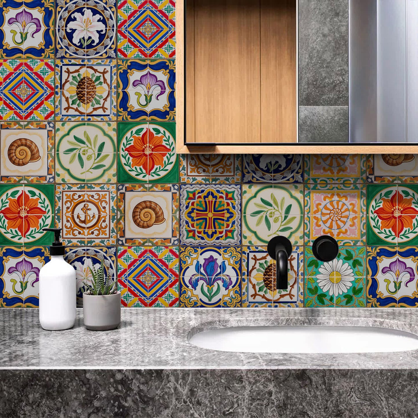 Vintage Talavera PET-Schaumfliesen-Wandaufkleber - image 1
