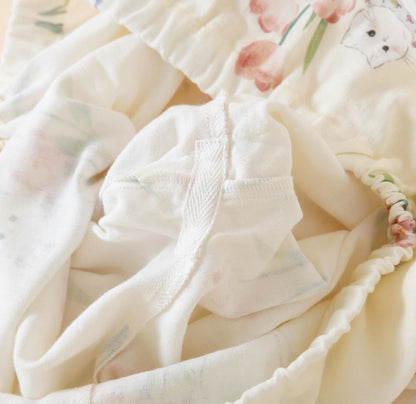 Kimono-Pyjama aus Baumwollgaze mit Blumenmuster und Katze - image 11