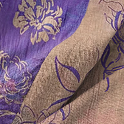 Zweifarbiger Kimono-Bademantel aus Baumwollgaze mit Pfingstrosenmotiv - image 5