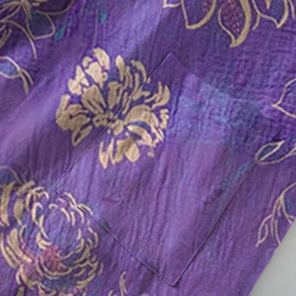 Zweifarbiger Kimono-Bademantel aus Baumwollgaze mit Pfingstrosenmotiv - image 4