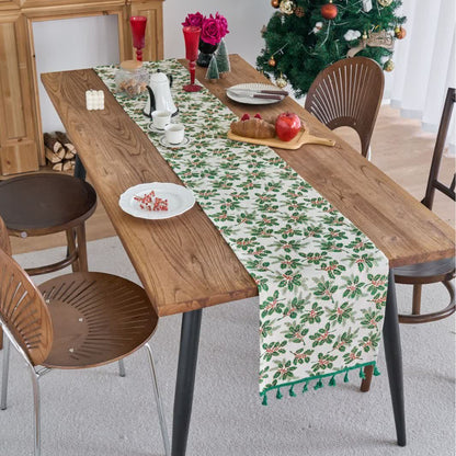 Weihnachtlicher Tischläufer mit Stechpalmenblättern - image 2