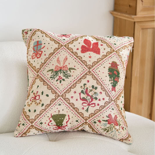 Weihnachts-Jacquard-Kissen mit Schleife und Diamanten - 60cm x 60cm - image 0