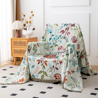 Quilt mit Quasten aus natürlicher Baumwolle mit Blumenranken - image 2