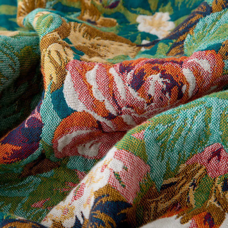 Wonderland Flower Quilt aus natürlicher Baumwolle mit Quasten - image 5