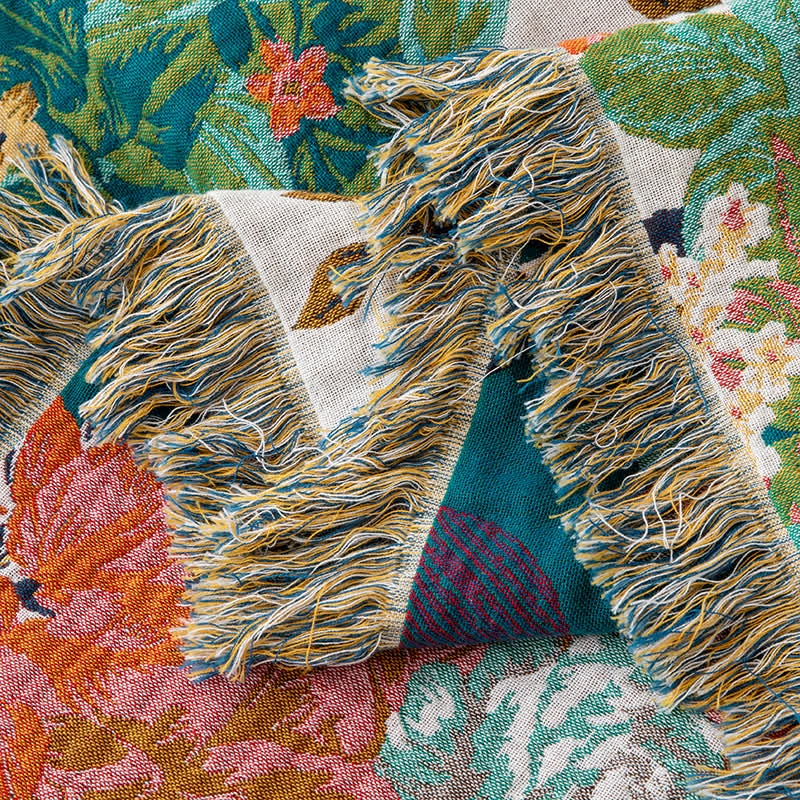 Wonderland Flower Quilt aus natürlicher Baumwolle mit Quasten - image 6