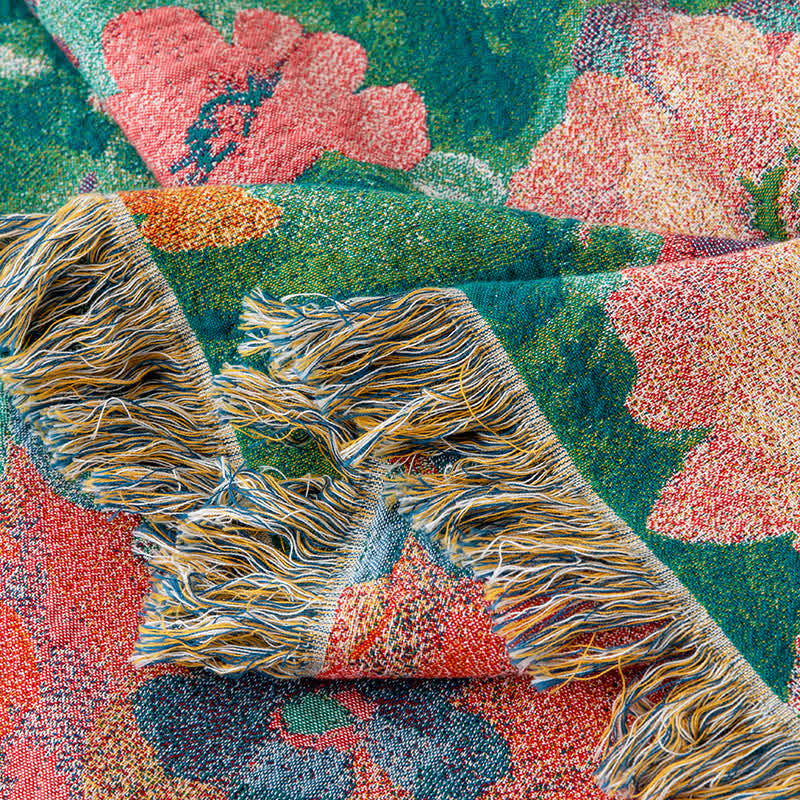 Botanical Art Steppdecke mit Quasten aus natürlicher Baumwolle - image 5