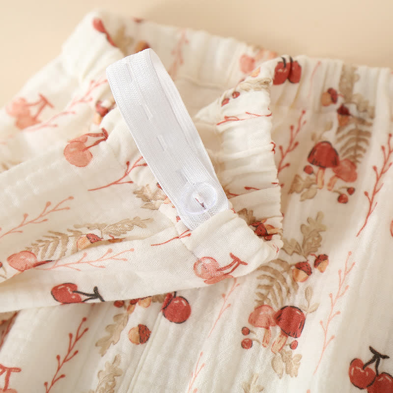 Kimono-Pyjama aus Baumwollgaze mit Kirsch- und Pilzmotiv - image 3