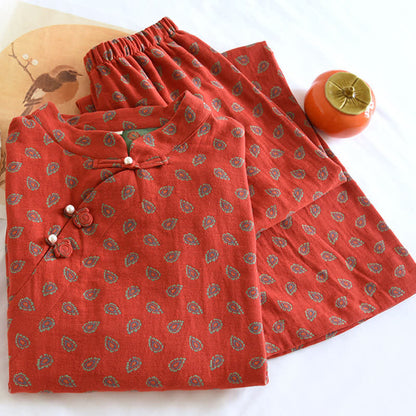 Paisley-inspirierter Jacquard-Pyjama aus Baumwollgaze - image 2