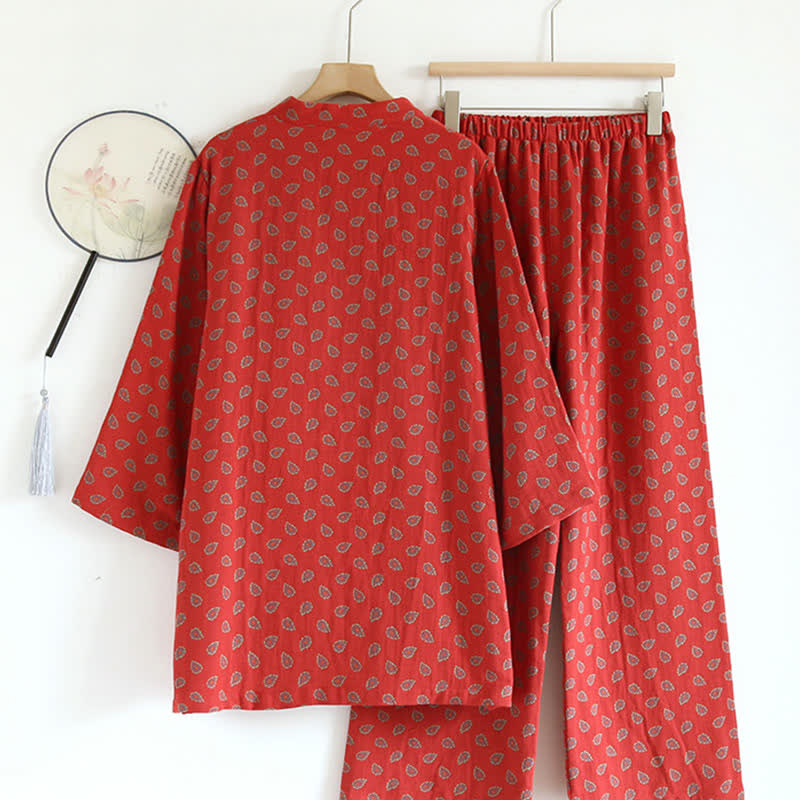 Paisley-inspirierter Jacquard-Pyjama aus Baumwollgaze - image 1