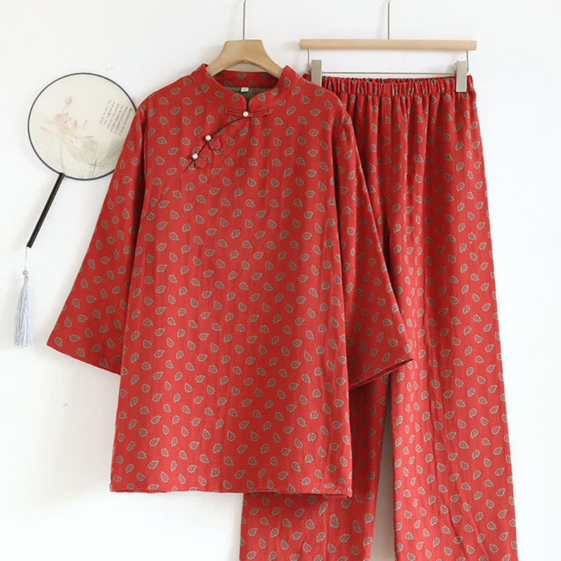 Paisley-inspirierter Jacquard-Pyjama aus Baumwollgaze - XL - image 0