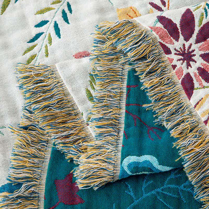 Quilt mit Quasten aus natürlicher Baumwolle mit Blumenranken - image 6