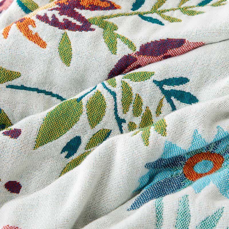 Quilt mit Quasten aus natürlicher Baumwolle mit Blumenranken - image 5
