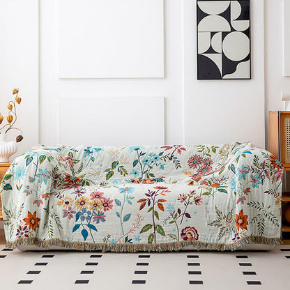 Quilt mit Quasten aus natürlicher Baumwolle mit Blumenranken - image 3