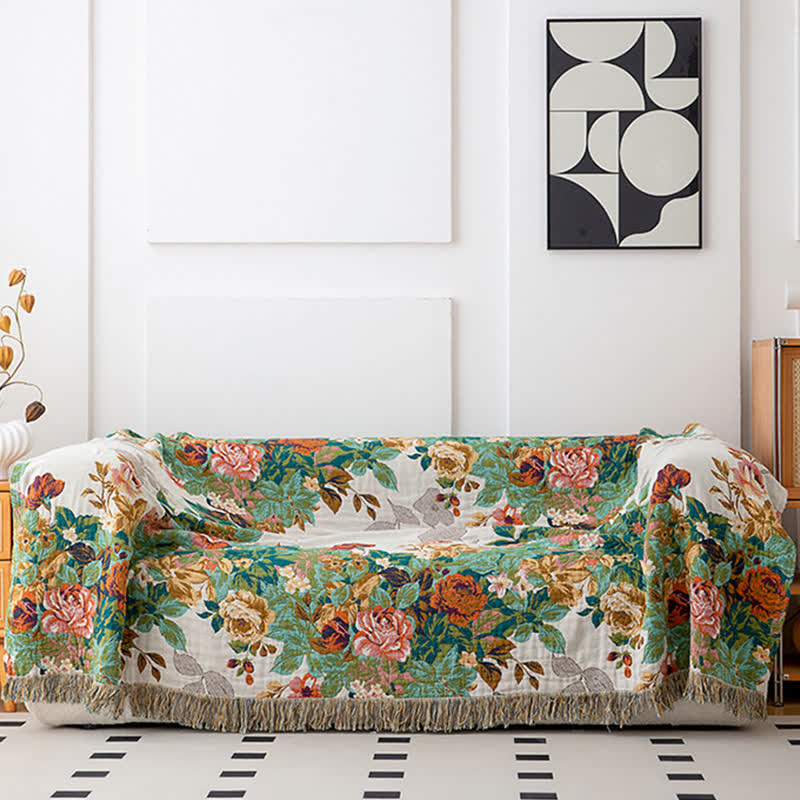 Wonderland Flower Quilt aus natürlicher Baumwolle mit Quasten - image 3