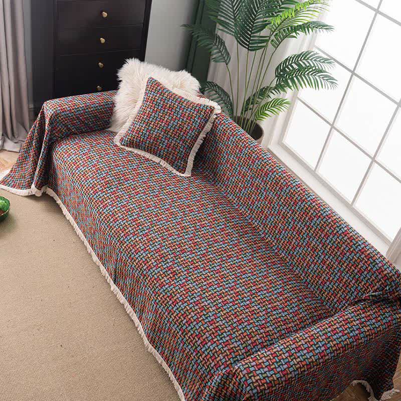 Bunte geometrische Knoten-Sofa-Überwurfdecke - image 3
