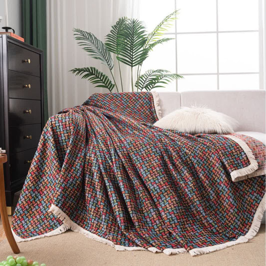 Bunte geometrische Knoten-Sofa-Überwurfdecke - 180cm x 340cm - image 0