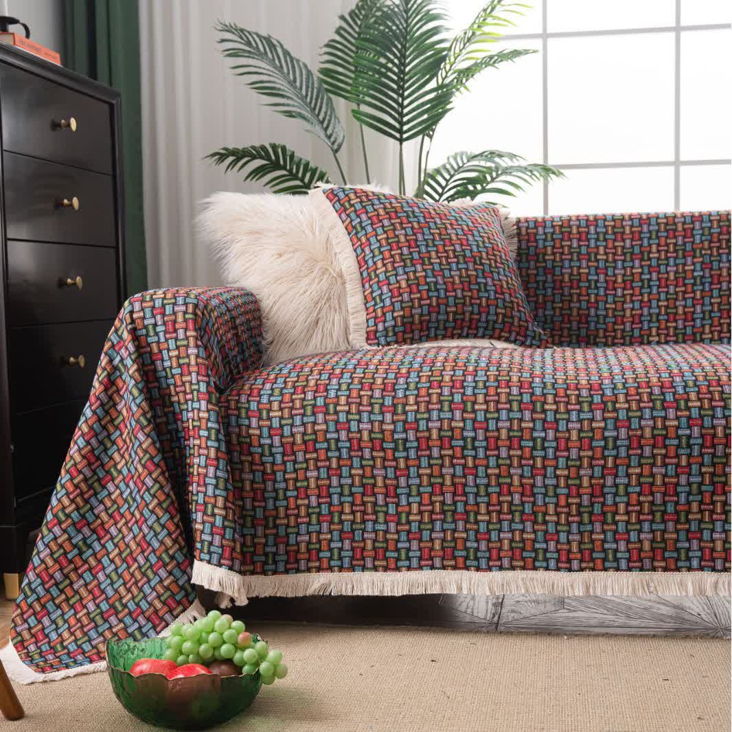 Bunte geometrische Knoten-Sofa-Überwurfdecke - image 1