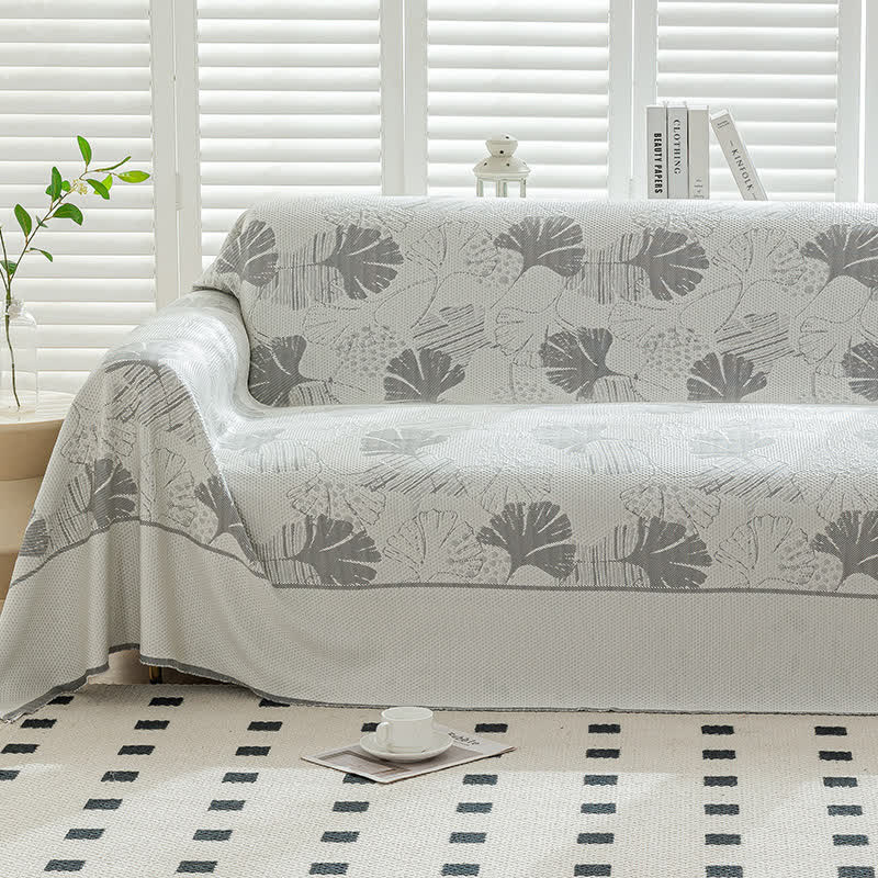 Sofaschoner aus Eisseide mit Ginkgoblättern - image 1