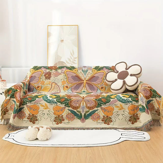 Bunte Sofadecke mit Blumenblüten - 180cm x 340cm - image 0