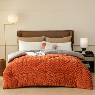 Luxuriöse Überwurfdecke aus geprägtem Fleece - Orange - 220cm x 240cm - image 0