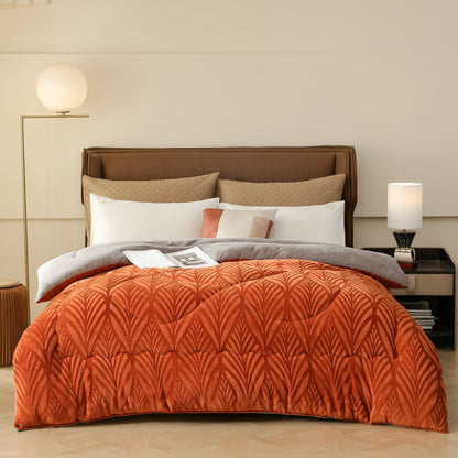 Luxuriöse Überwurfdecke aus geprägtem Fleece - Orange - 220cm x 240cm - image 0