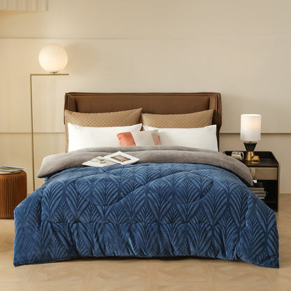 Luxuriöse Überwurfdecke aus geprägtem Fleece - Marineblau - 220cm x 240cm - image 1
